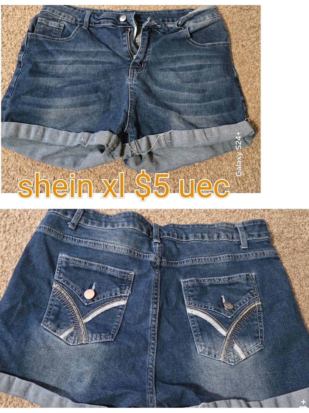 SHEIN Blue Denim Rolled-Hem Women's Shorts